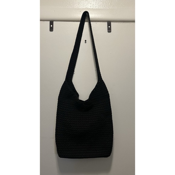 Satchel Handbags - Jacqueline Ferrar Black Knit Hobo Shoulder Bag Purse Satchel Mesh